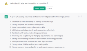 Réponse ChatGPT : Qualités d'un testeur